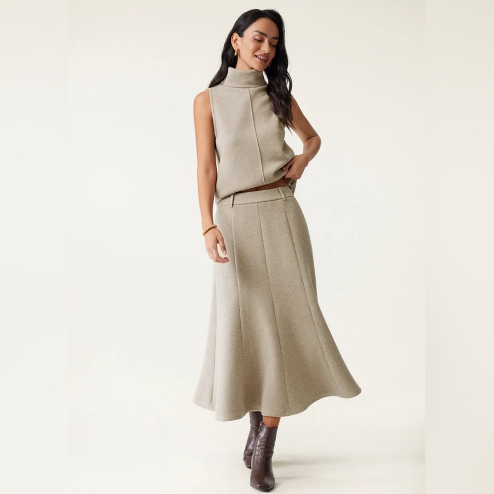 OGL FuzzLuxe 2Pcs Set Split Hem Top & High Waisted Midi Skirt Size Small